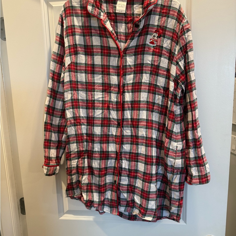 Disney Red and Black Plaid Pajama Top